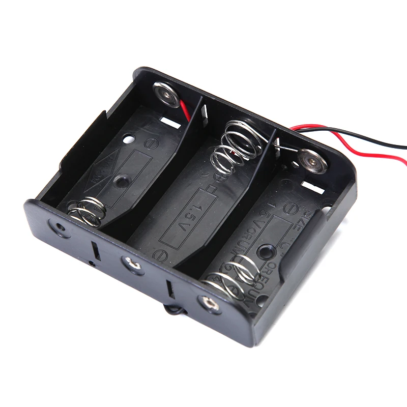 Customized 1 2 3 4 Slot Waterproof 1.5V/3V/6V C Size Type Battery Case Holder Storage Box For Battery With Wire Leads Cover