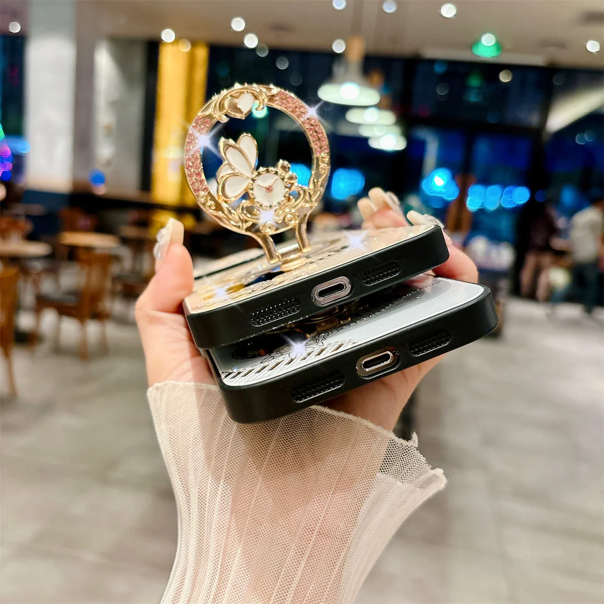 2024 New Luxury Phone Cover,For Iphone 16 15 14 13 Pro Max Rhinestones Case & Magnetic Ring Holder Stand Cases_voghion.com