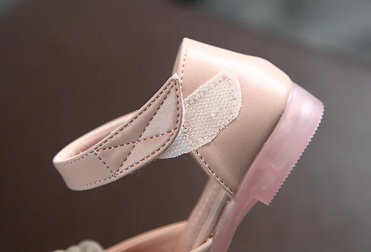 2021 hot sale  fashion  Pearl flower princess Soft bottom children's shoes MS321