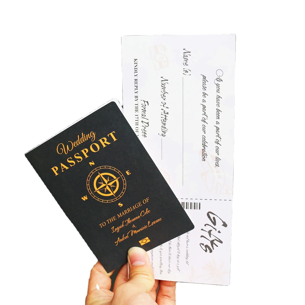 2025 Newest Custom Passport Design Boarding Wedding Invitations Exit Cards for Guests