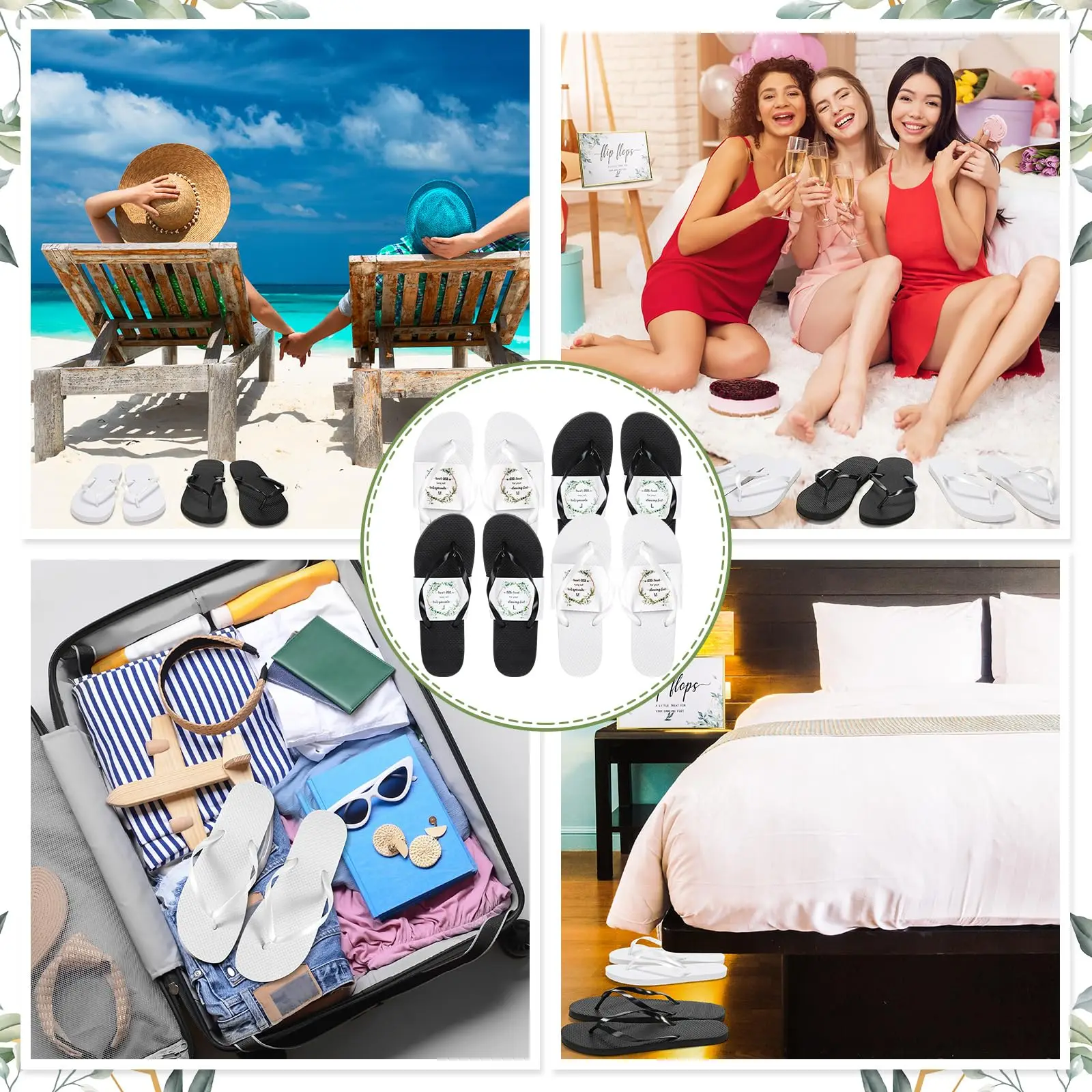 Nicecin Women's Open Toe Summer Slippers Custom Wholesale Flip Flops Flower Pattern White Outdoor Style for Beach for Spring