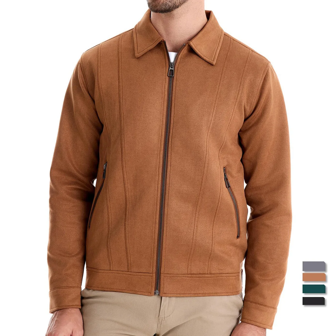 Wholesale new autumn and winter solid color lapel casual outdoor suede men's jacket_voghion.com