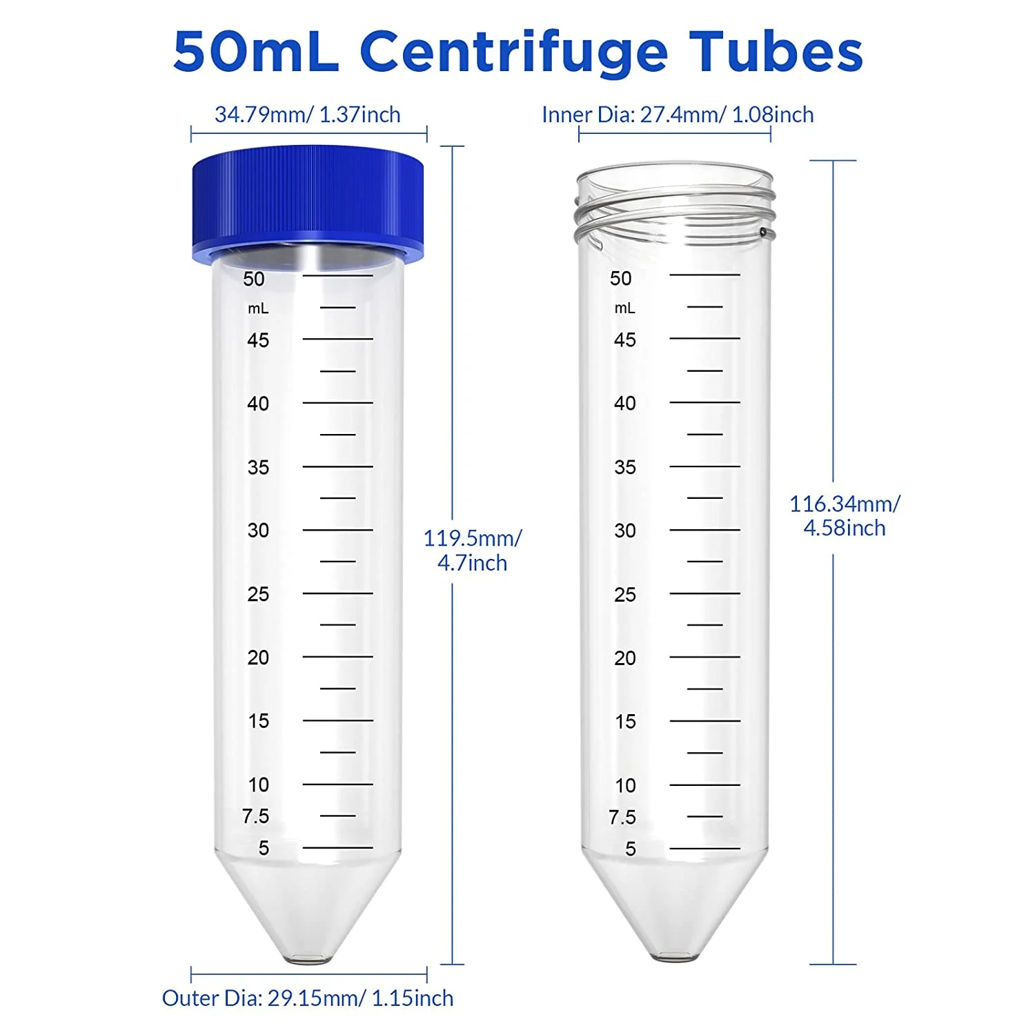 Disposable plastic 50ml conical bottom centrifuge tube factory