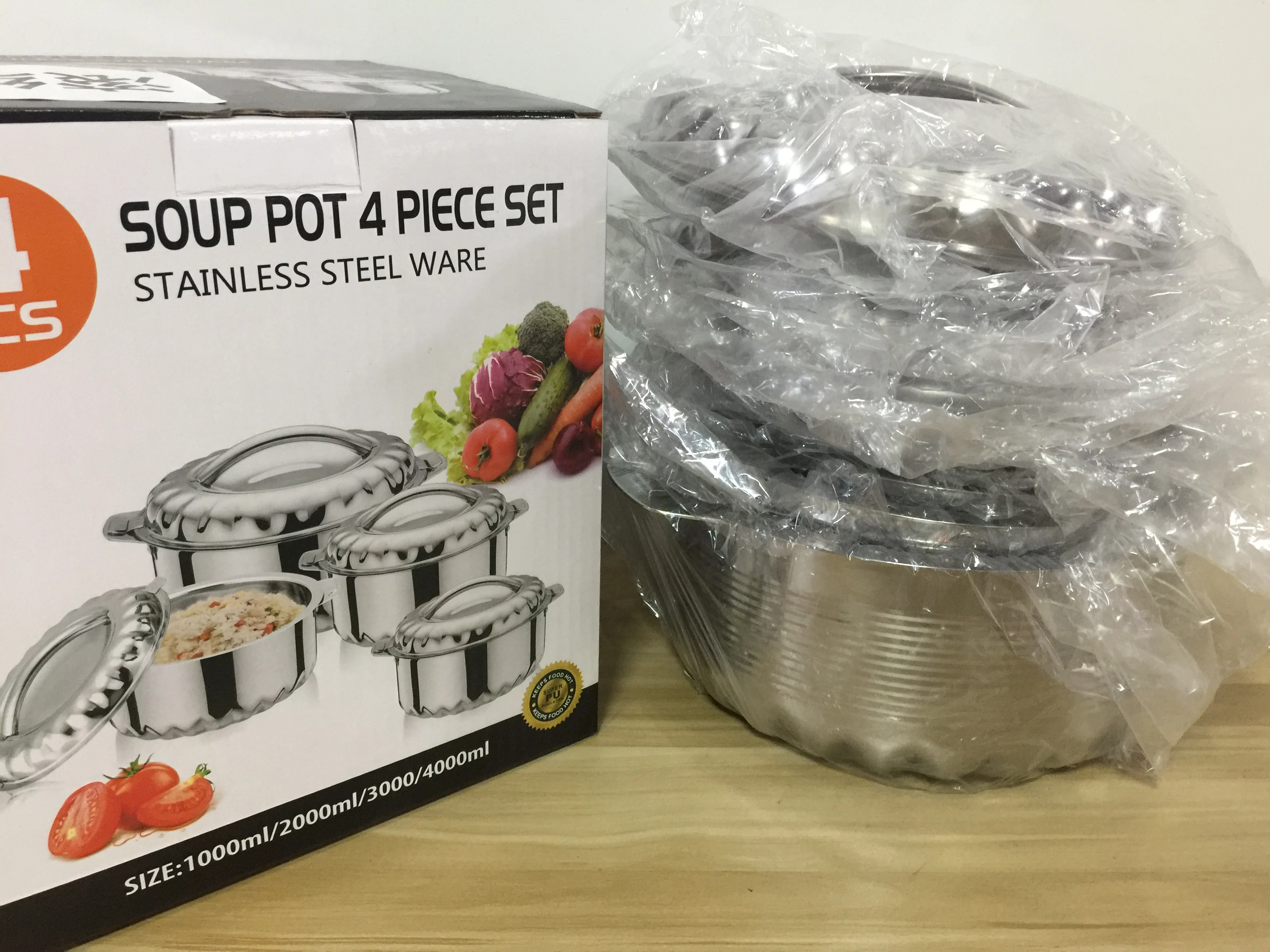 Stainless Steel Hot Pot Set Food Warmer Casserole Double Heat