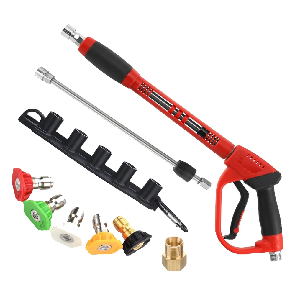 Electric 5000 PSI Pressure Washer Gun na may Bagong 40-Pulgadang Brass na Pangpalit na Wand Extension 5 Nozzle Tips M22 Fitting para sa Paglilinis ng Kotse