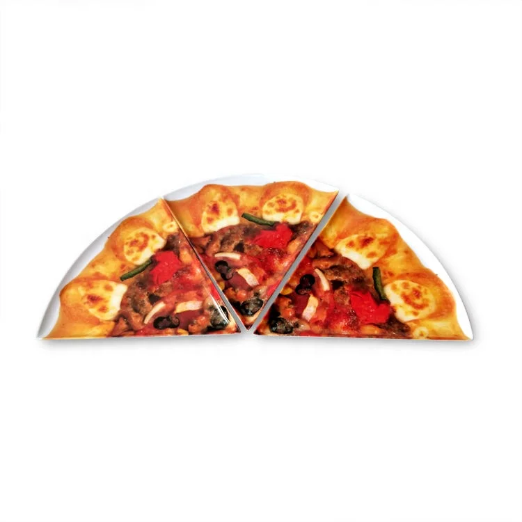 Custom Triangle Shaped 100% Melamine Pizza Dinner Plate Party Tents for Events Outdoor Pizza Serving Plate