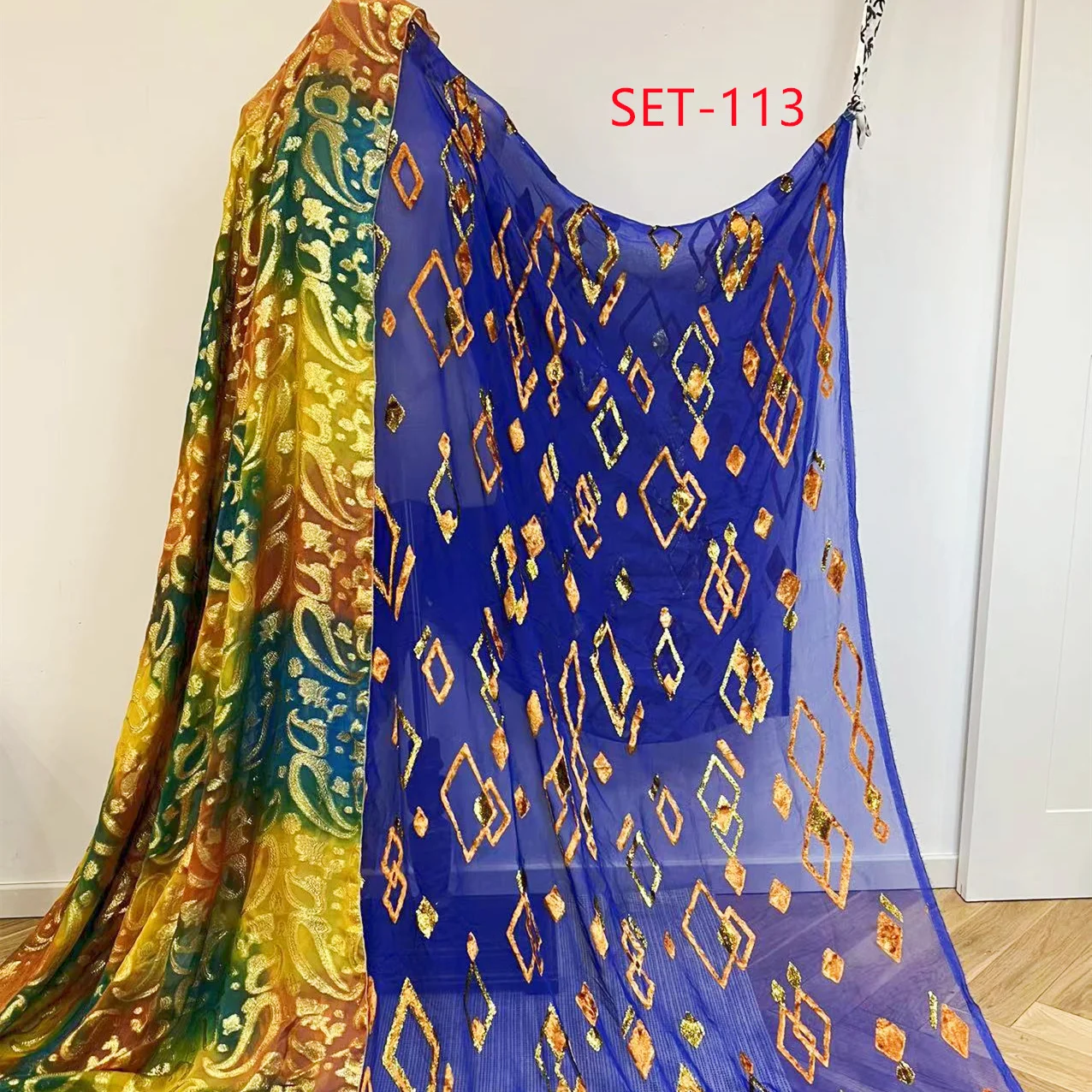 High Quality Lurex Luxurious Thread Blended Jacquard Fabric for Somali Dirac Set and Sudanese