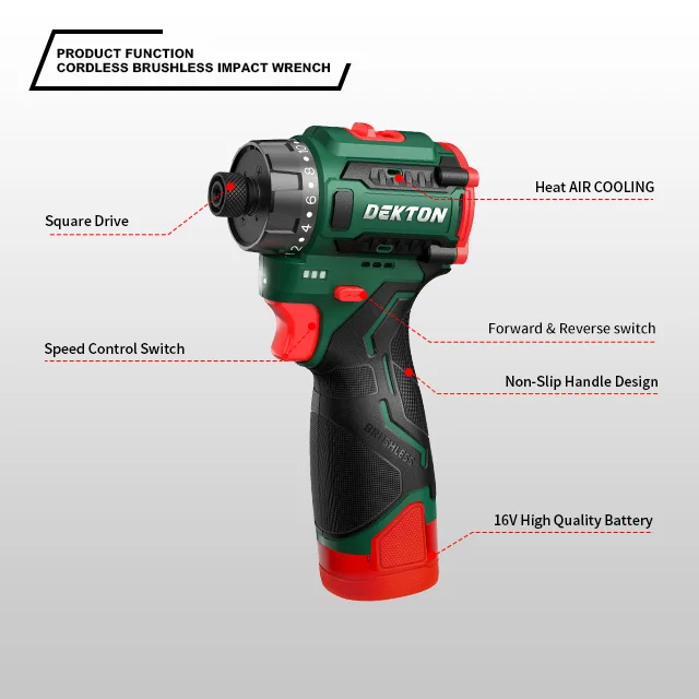 Dekton-C162 16V Cordless Impact Driver Brushless Motor Cordless Tools Driver Cordless Drill Set manufacture