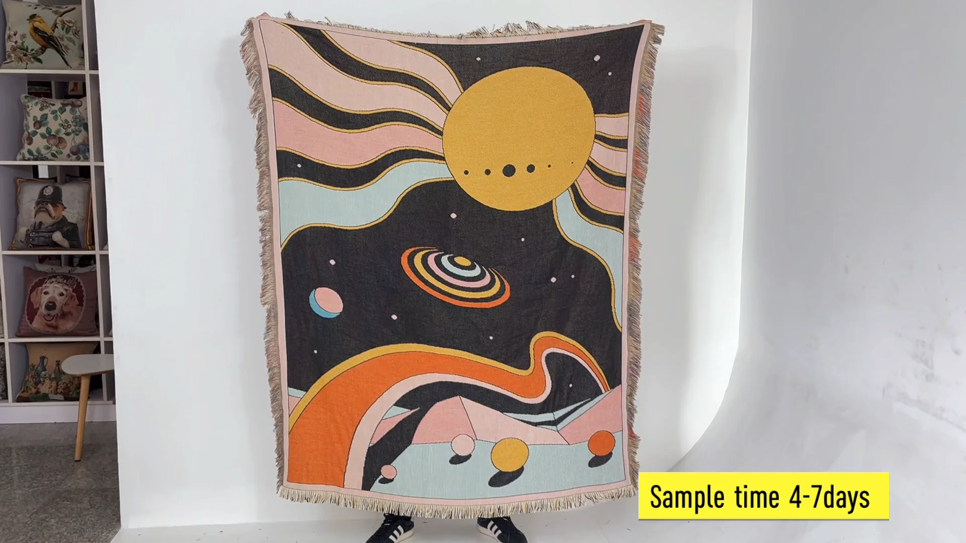 Custom Jacquard Halloween Woven Rugs With Tassels Tapestry Throw Blankets Buy Woven Throw