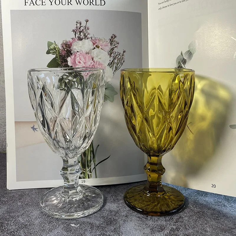 High Quality Cheap Home Wedding Decor Vintage Colored Glass Goblet