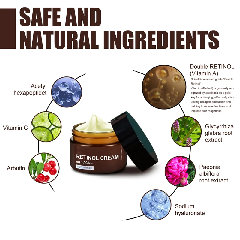 private label organic remove wrinkle hyaluronic acid moisturizer anti aging retinol face cream