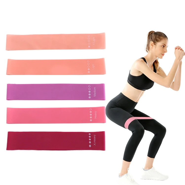 Free Sample Custom Elastic Rubber Bands Fitness Workout Training Exercise Gym of 5 Set Latex Loop Hip Resistance Bands