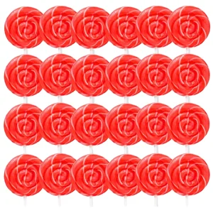Individually Wrapped 24-Piece Patriotic Red Swirl Lollipops Fruit Flavored Cherry Halal Certified Drop Cube Patterned Fruit