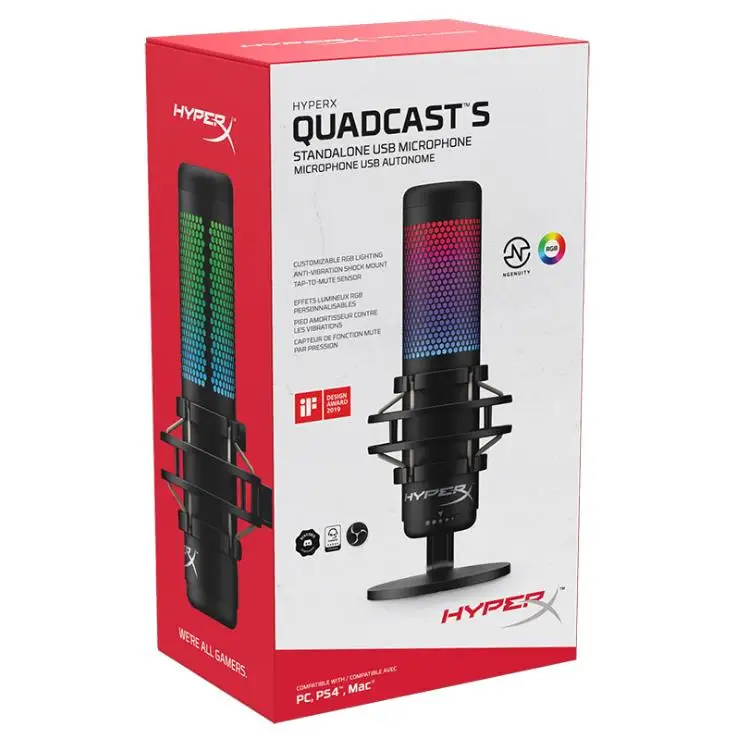 Hyperx Quadcast S White - Versatile Microphone for PC, PS4, and
