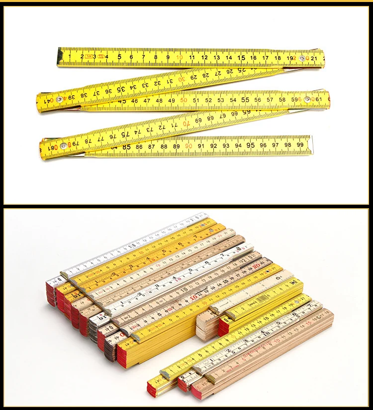 Construction Measuring Wood Folding Ruler - 2m/1m Length