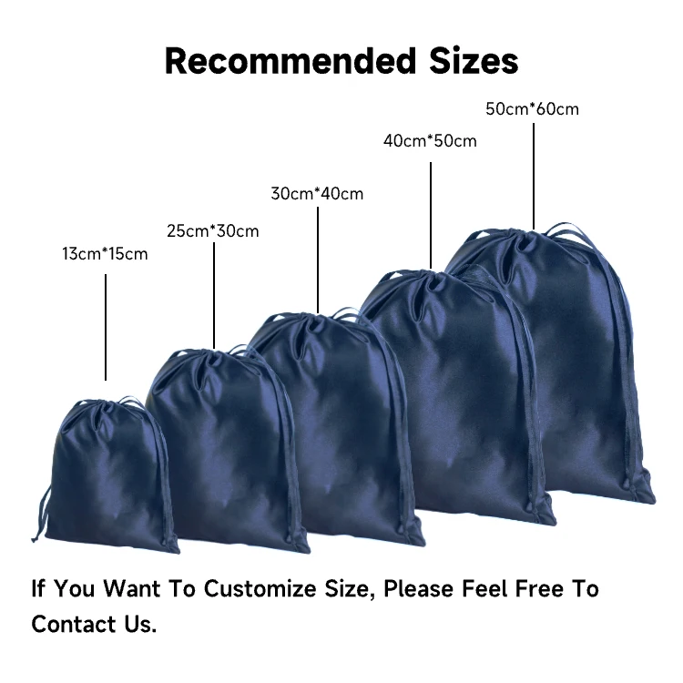 High Quality 100 Silk Drawstring Bags Black Drawstring Gift Satin Silk Bags With Logo for Clothes