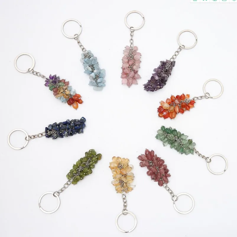 Wholesale SUPERFINDINGS 18Pcs 9 Styles Tree of Life Keychain Natural  Crystal Stone Handmade DIY Keychain Charm Pendant Gemstone Key Chain Charm  for Handmade DIY Lucky Bag Charms Keyring 