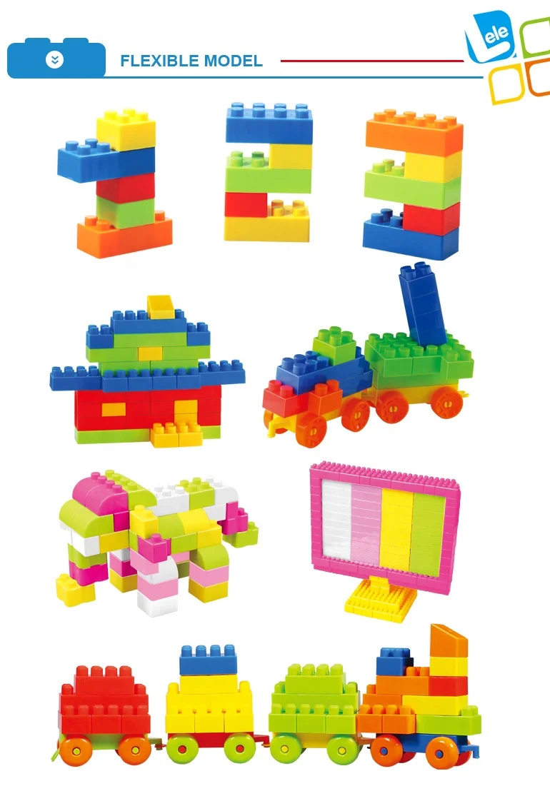 Big Building Blocks Friction Car Mega Blocks Kids Classic Educational Assemble Bricks Toys