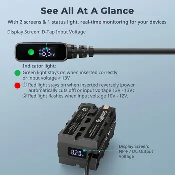 For SmallRig D-Tap to Dual-Sided NP-F Dummy Battery with USB-C DC Port LED Display Monitor Wireless Video Transmitters detail image
