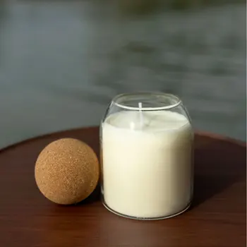 Private Label High Quality Natural Soy Wax Scented Candle Glass Jar 10oz 14oz Beeswax Scented Candle with Lid Ball Cork