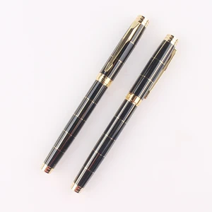 Promotional Luxury Black and Gold Metal Fountain Pen With Custom Logo Personalize in Box Classic Elegant Gift Chinese