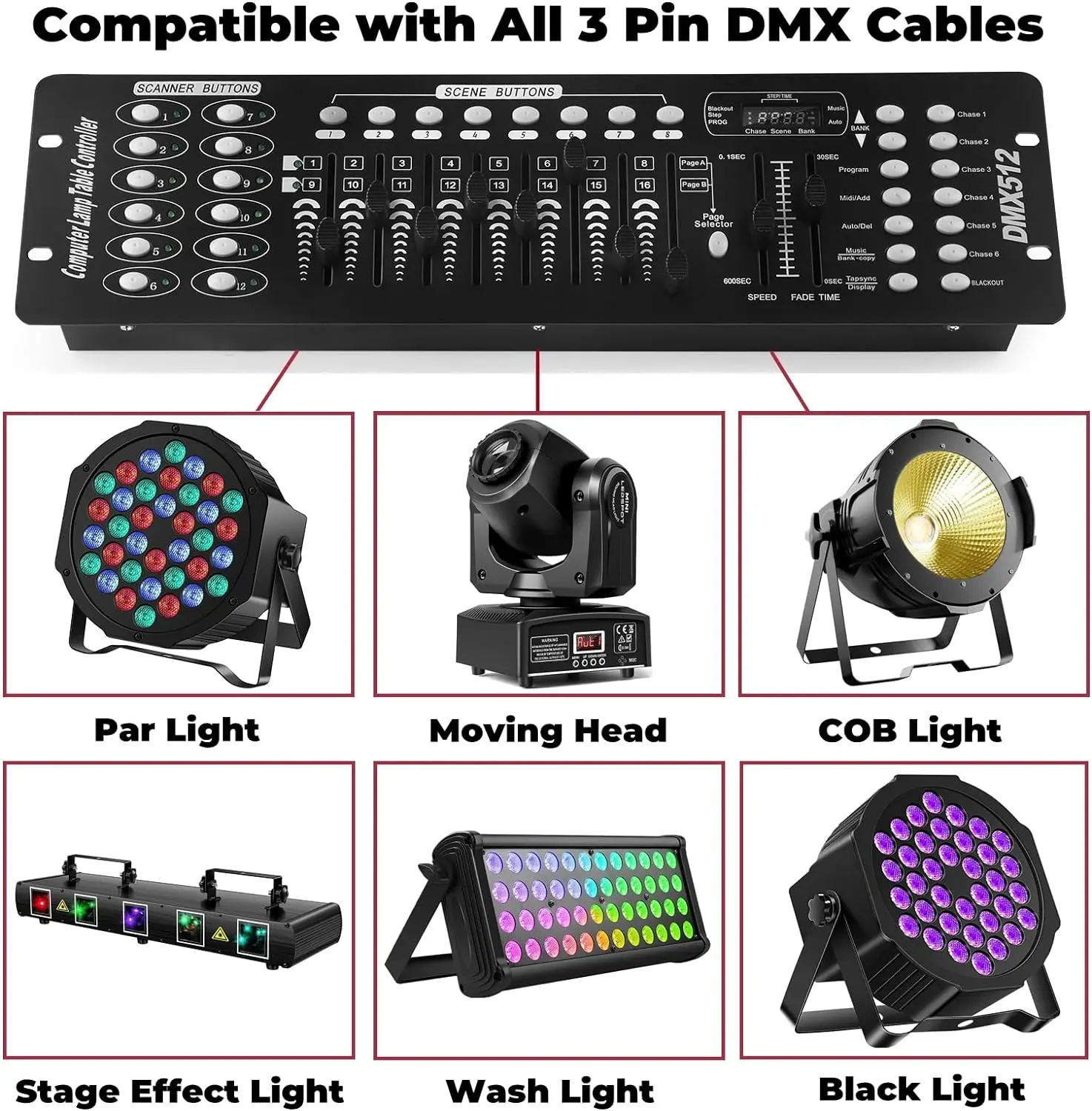 DMX Controller 192 Channel - Topflashstar Lighting Console