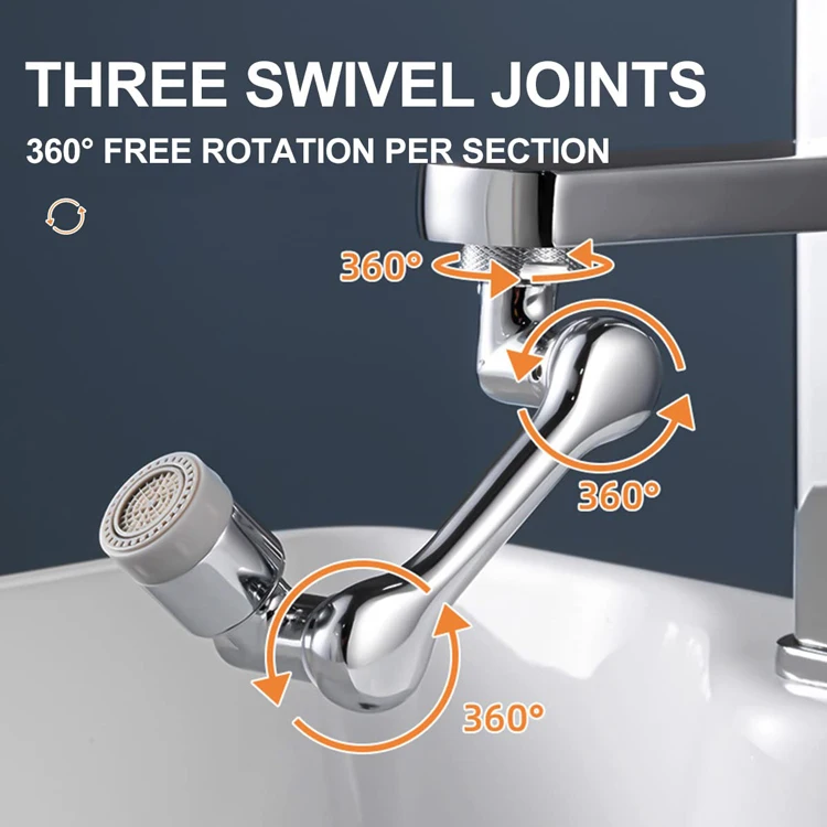 Multifunctional Large-Angle Rotating Faucet Extender for Eyewash Gargle A/r Folding 1080 Big Angle Swivel Faucet Aerator Universal Rotary Faucet Extender 
