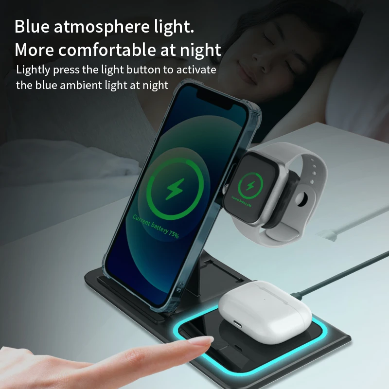 2025 New Products Multifunction 3 in 1 Wireless Chargers for Phone Strong Magnetic Fast Charger for Smart Watch for Earphone