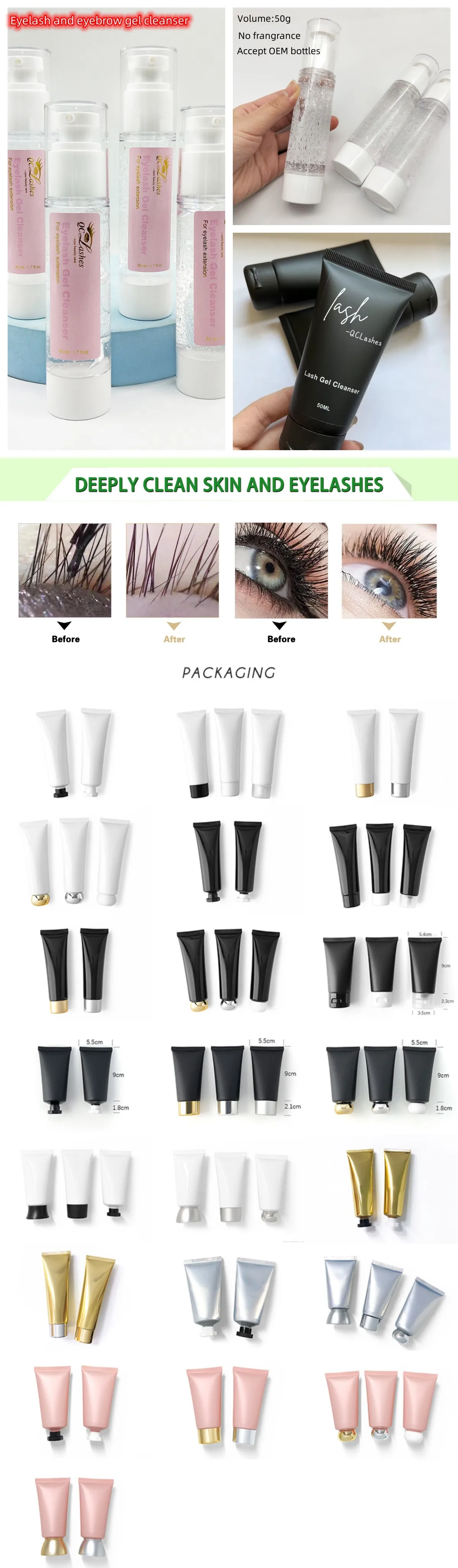 Wholesale Vegan Eyelash Extension Custom Lash Bath Foam Shampoo Bottle
