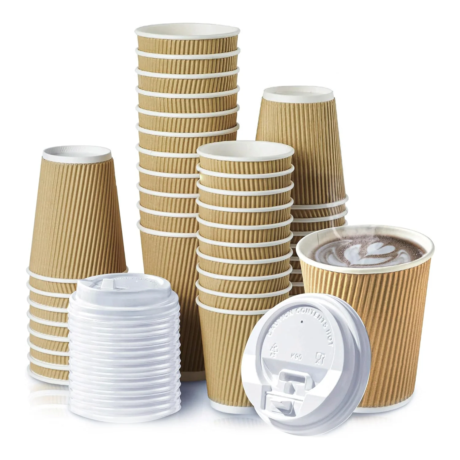 Custom logo Printing Cafe Takeaway Ripple Wall Bubble Boba Milk Tea Paper Cup Packaging with Lid