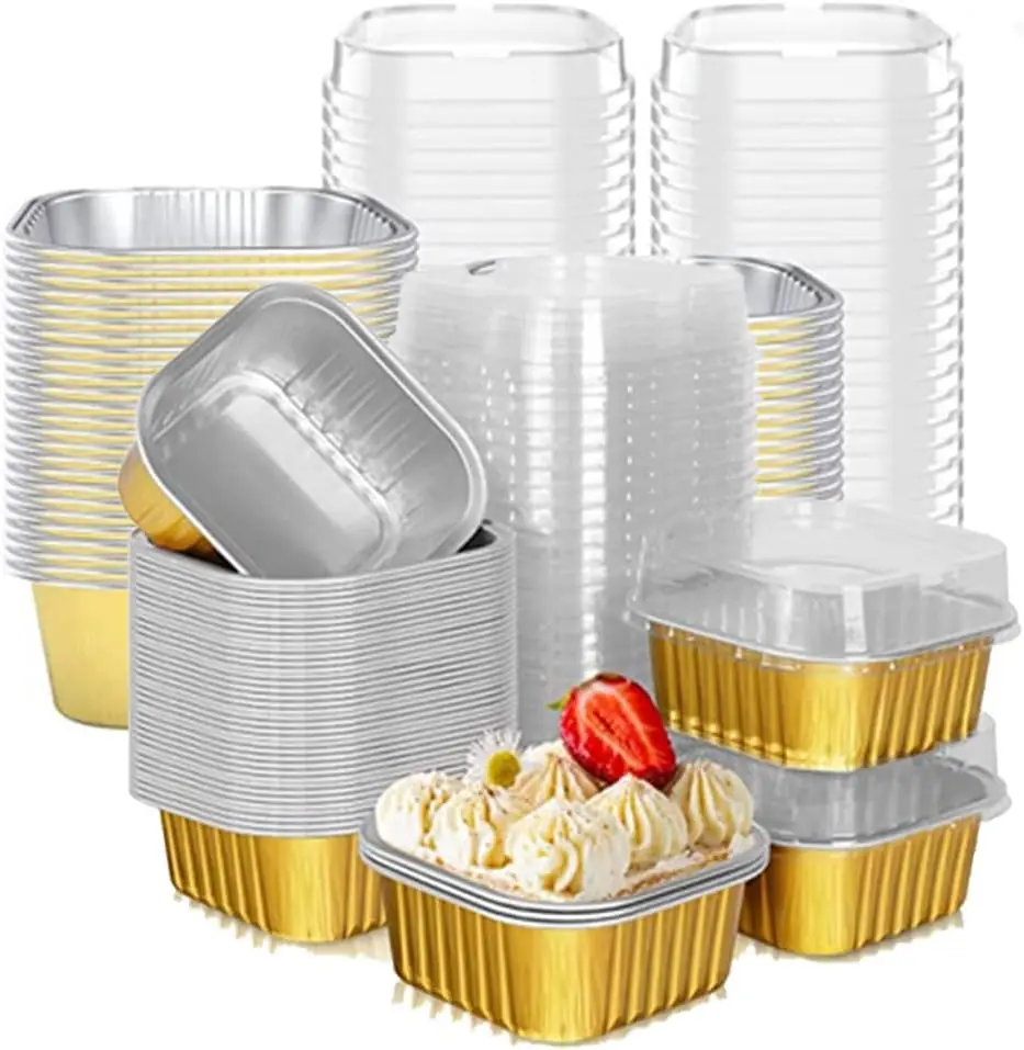Z300 300ml Wadah Makanan Bawa Pulang Mangkuk Dessert Kotak Tutup Aluminium Foil Plastik Smoothwall Sekali Pakai Gelas Pastry Pudding