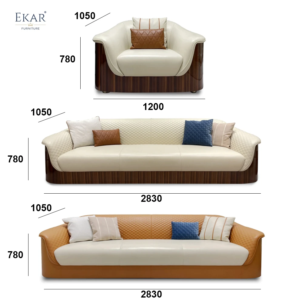 Designer Genuine Leather Sofa with Solid Wood Frame & High-Resilience Sponge - New Quality Design factory