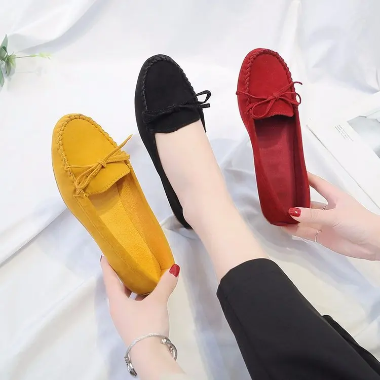 Spring and Autumn New European and American Bow Flat Sole Single Shoes Round Toe Pregnant Women's Large Shoes