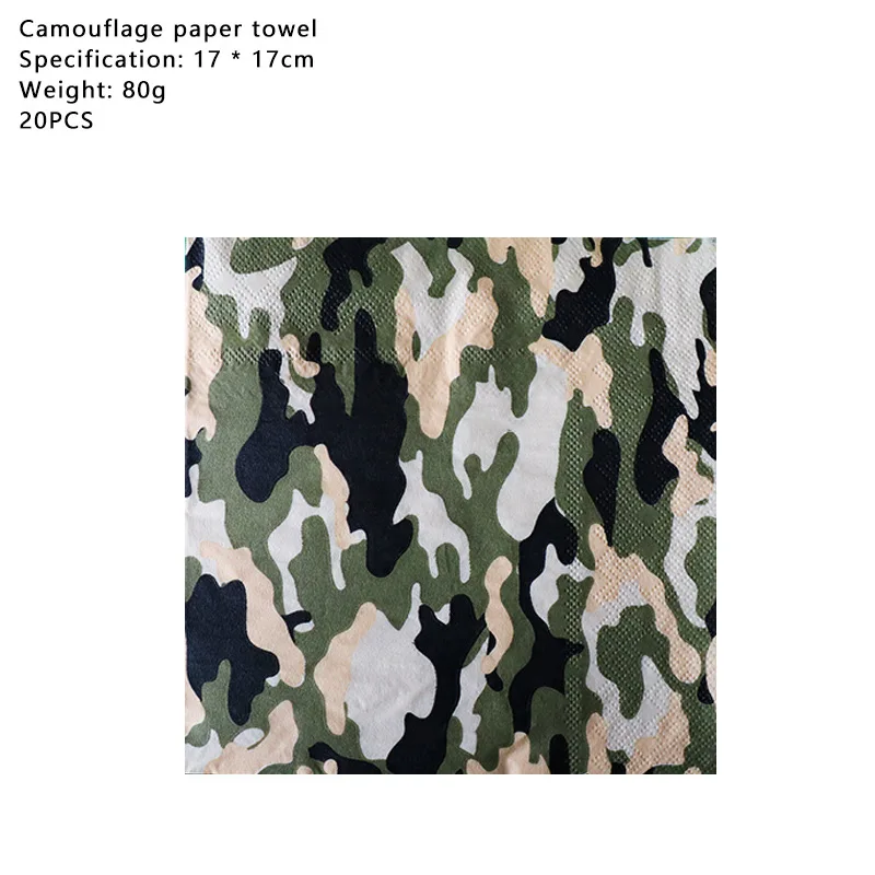 militaire camouflage thème partie décoration vaisselle jetable