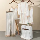 Bag Sleepwear Bridal Bubble Edge Robes Wholesales Personalized Silk Women Bag Plain Quantity Summer 5 Piece Kimono Satin Winter Sleepwear
