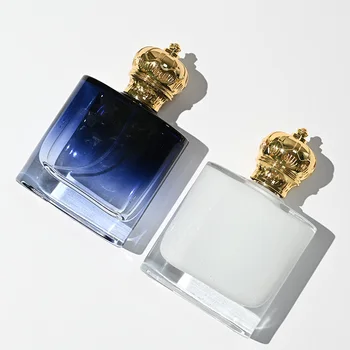 Luxury 50ml Custom Color Square Glass Perfume Bottle With Alloy Cap 50ML Spray Bottle with Box Packaging