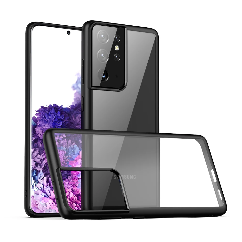 三星s21超的最新案例混合保护透明案例软tpu侧硬pc后盖