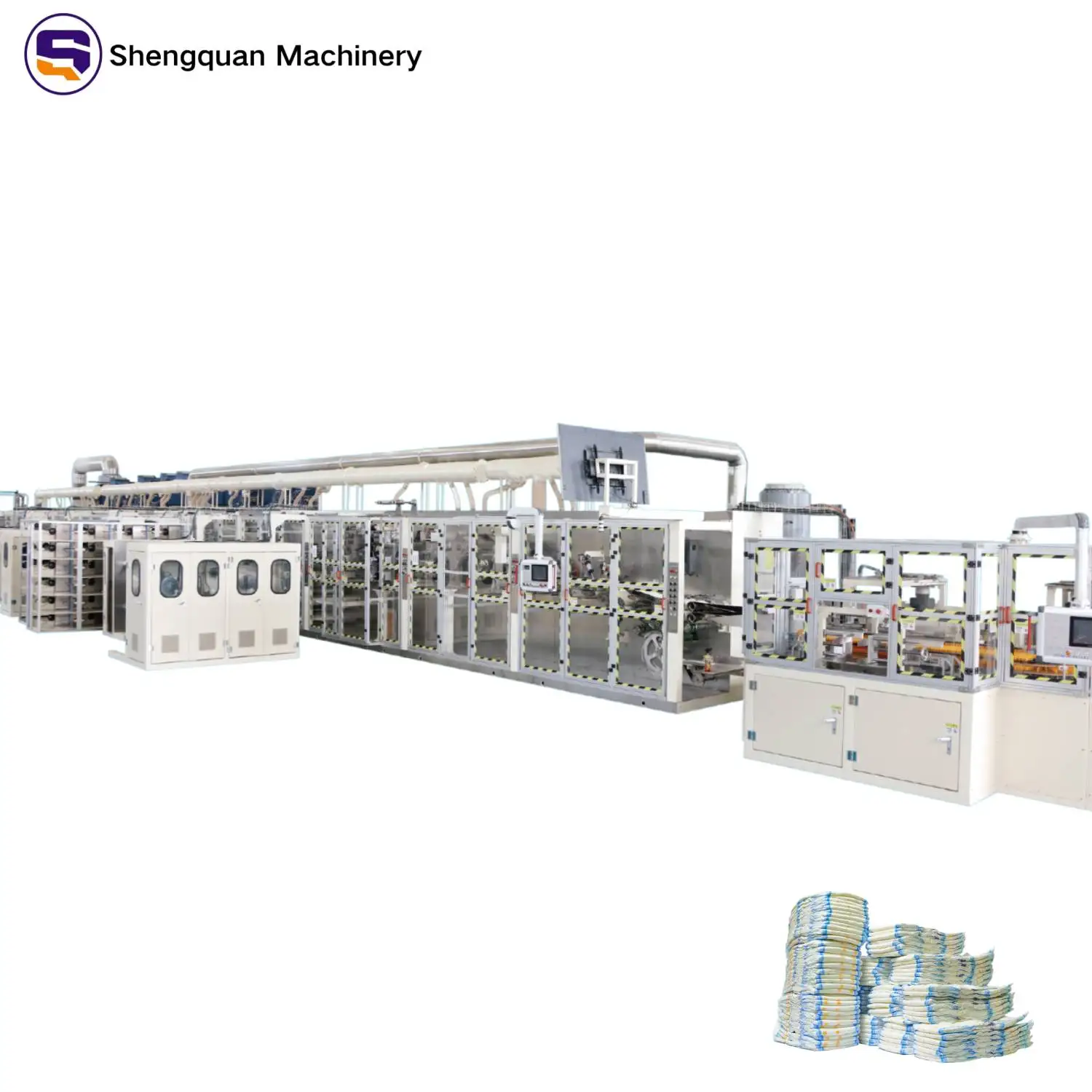 Full Servo Automatic Large Waist Baby Diaper Production Line - High Efficiency Low Energy Cost & Easy Maintenance
