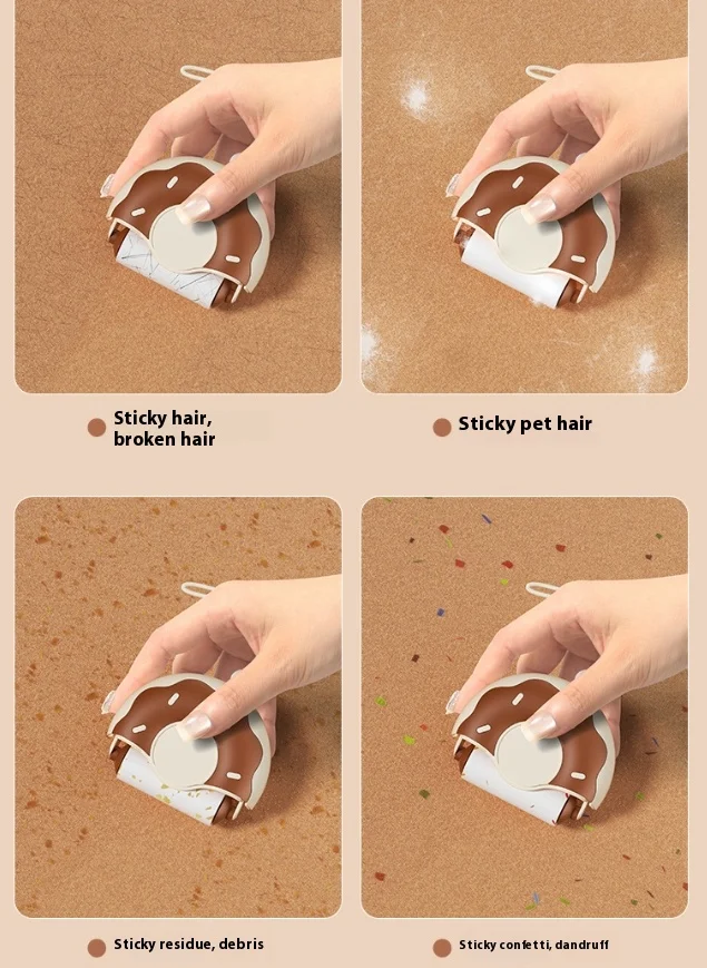 Sweet Donut Single Compartment Portable Hair Sticker Oblique Tear Type Hair Removal Tool Food Preservation Feature Household Use