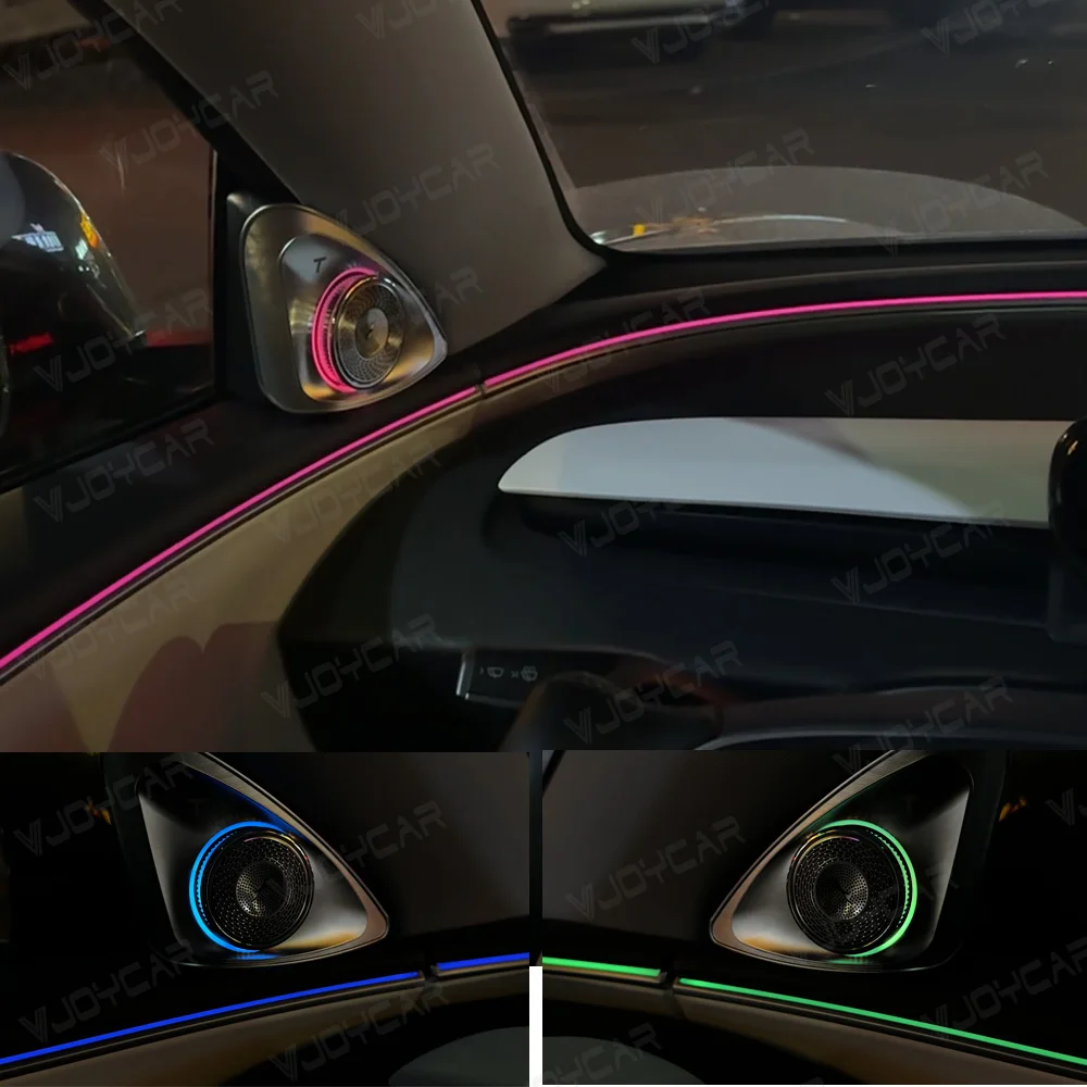 Car Speaker 3D Rotating Tweeter with Atmosphere Lights Audio Sound System RGB Lamp Modification Accessories for Tesla
