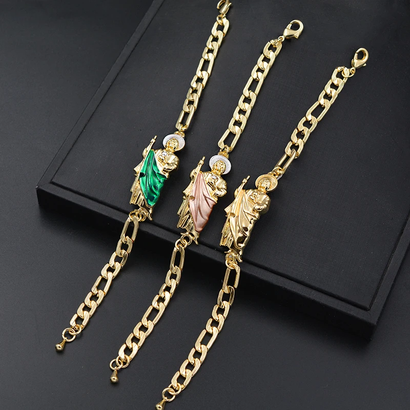 High Quality 14k Oro Laminado San Judas Bracelet Men Women Punk Unique