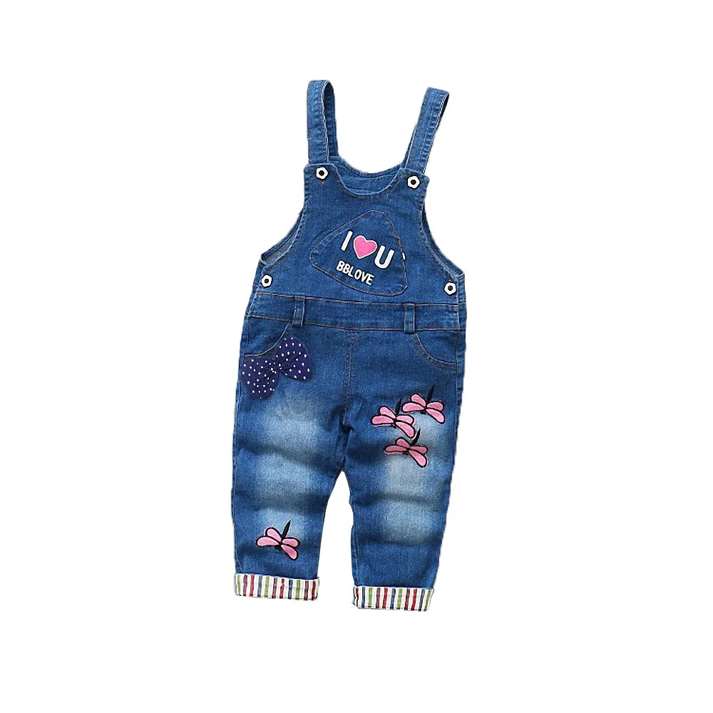 Baby Child Casual Jeans Infant Girl Denim Jumpsuit For Toddler Overalls Pants 