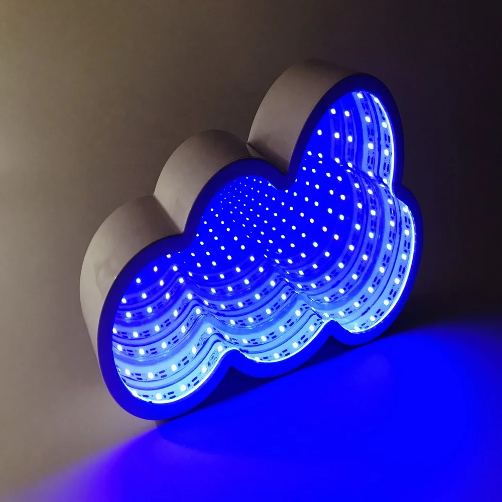 White Cloud Shape LED Light Infinity Mirror Tunnel Lampe