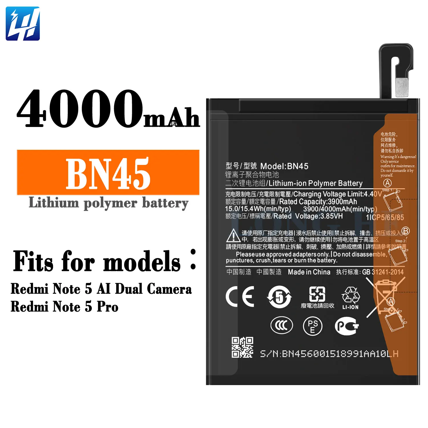BATTERIA BN45 PER XIAOMI REDMI NOTE 5 /5 PRO M1803E7SG 4000 MAh