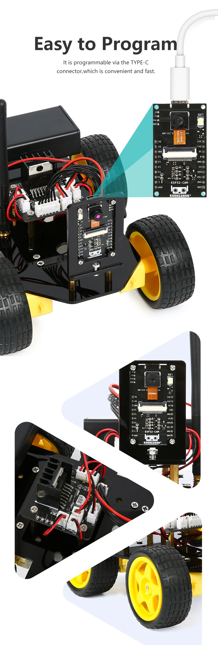 Robotlinking ESP32 CAM 4WD Smart Robot Car Kit - Wireless Control