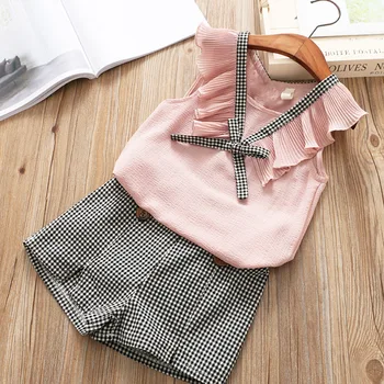 Fashion Latest New Children Clothes Girls Clothing Casual Quantity Print Top Kids Cotton Spring Picture Style Tank Sets Boutique
