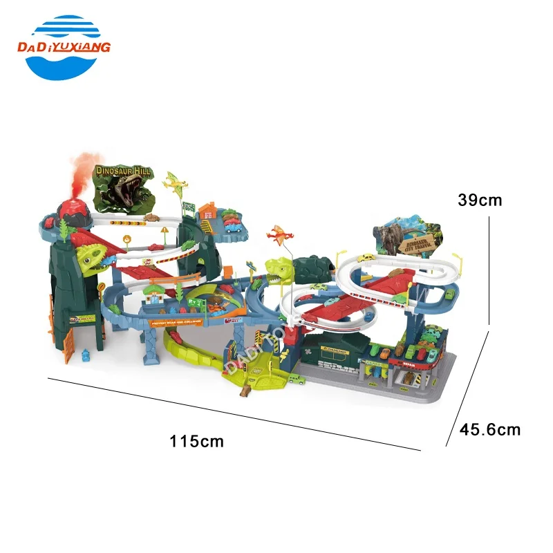 ポータブル・アトラクション/Drive 2 in 1 Multifunction Dinosaur Volcano + City Track Toy
