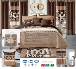 Luxury 24 Pieces Bedding Set With Matching Curtains Printed 100% Polyester Quilted Bedspread Set for Bedroom