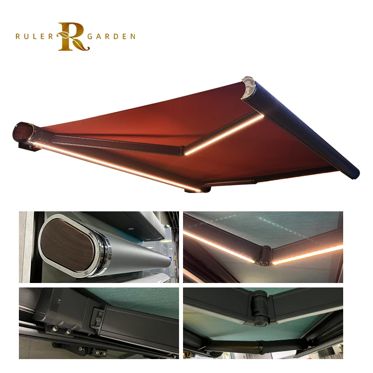 Folding Telescopic Foldable Motorized Patio Cover Sun Shade Awning Retractable Manual Retractil Door Window Canopy Patio Awning