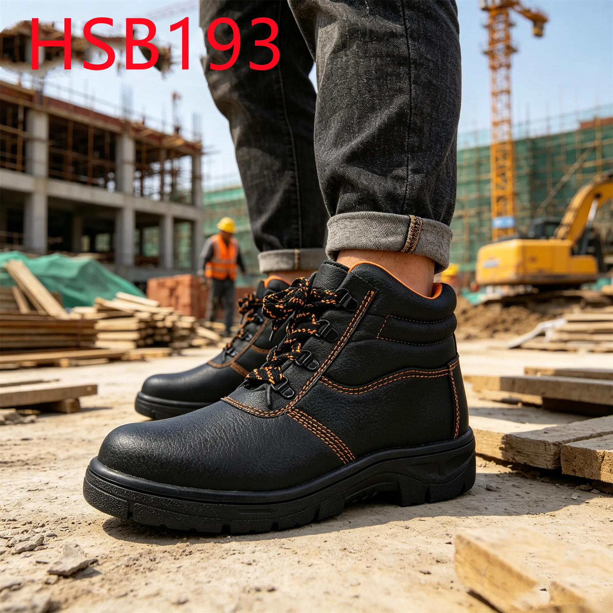 HY,Factory Floors Anti-scratch Embossed Leather Security Shoes Construction Crews Smash Proof Hua Singh Safety Boots HSB193